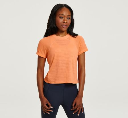 Hoka One One Merino Blend Short Sleeve Mulher - Top Cantaloupe | PT-hY44g2f